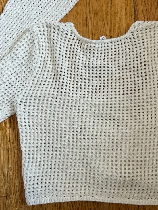 Garage Square Neck Crochet Long Sleeve Top - Picture 4 of 5